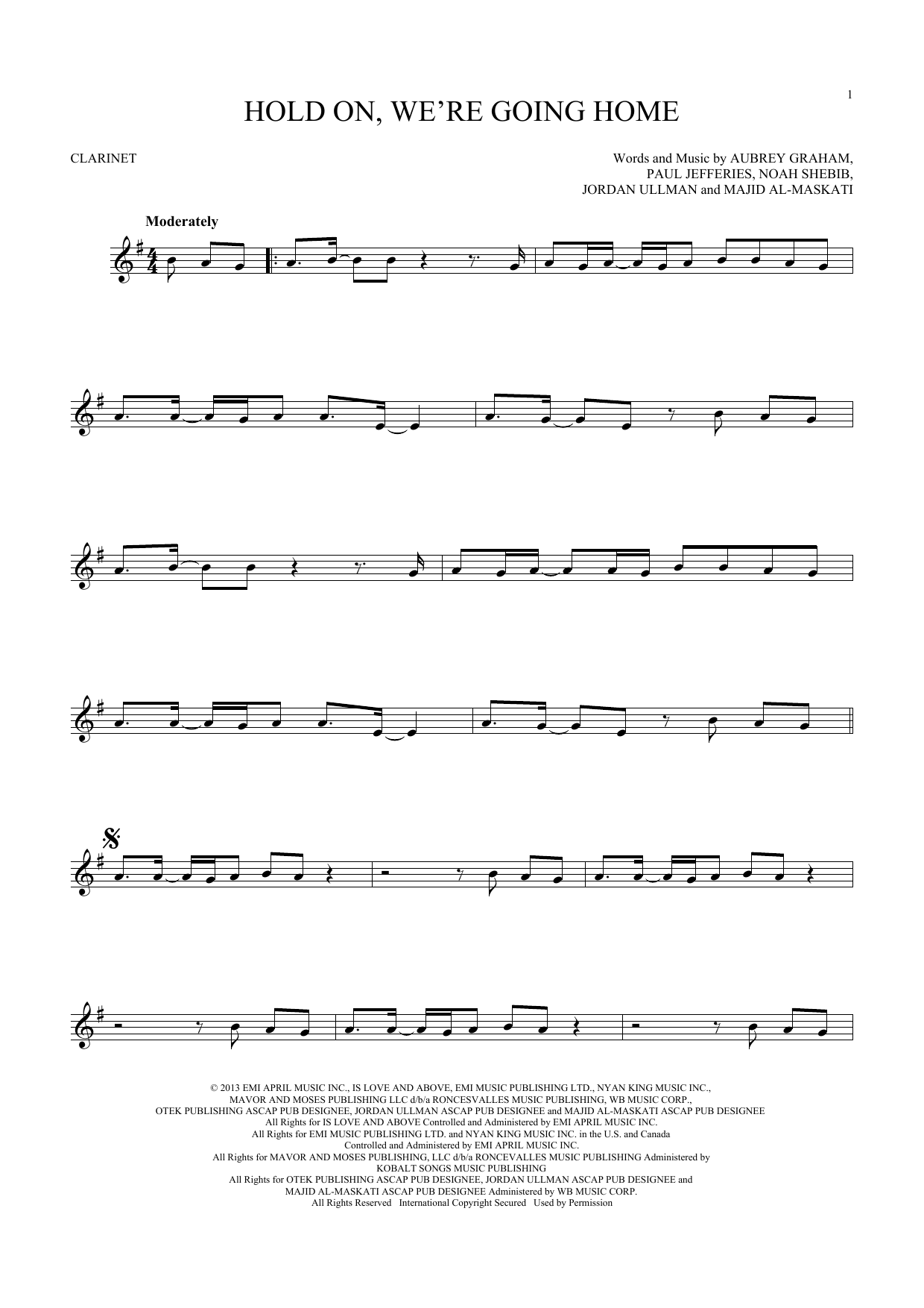 Drake Hold On, We're Going Home sheet music notes and chords. Download Printable PDF.