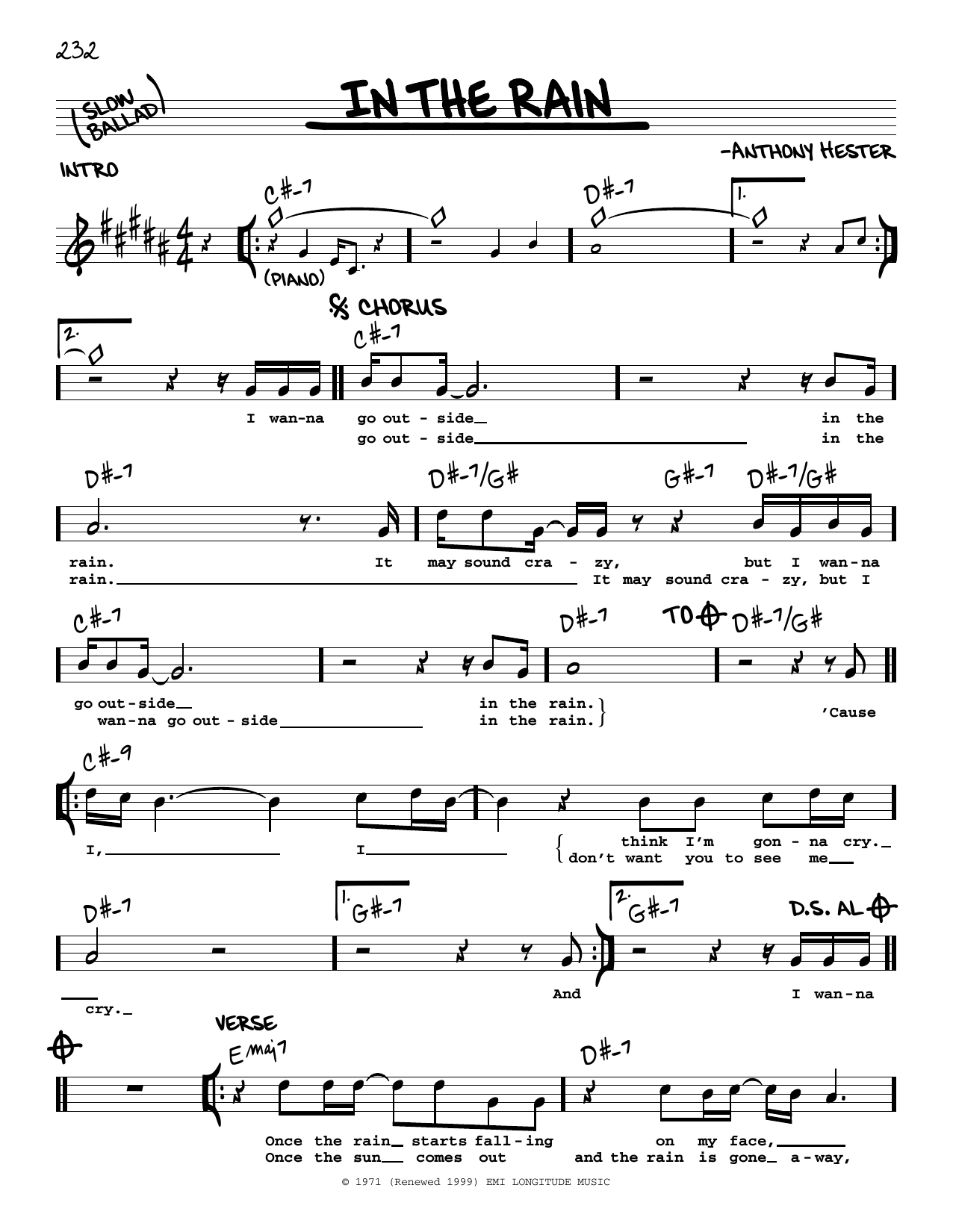 Dramatics In The Rain sheet music notes and chords arranged for Real Book – Melody & Chords