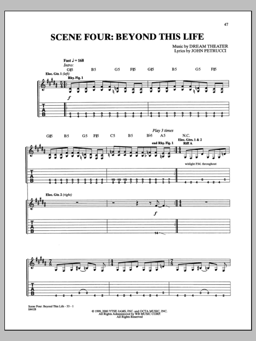 Learn to play Dream Theater Beyond This Life sheet music for Guitar Tab in minutes. Price: 7.8900$ Dream Theater Beyond This Life sheet music notes and chords arranged for Guitar Tab