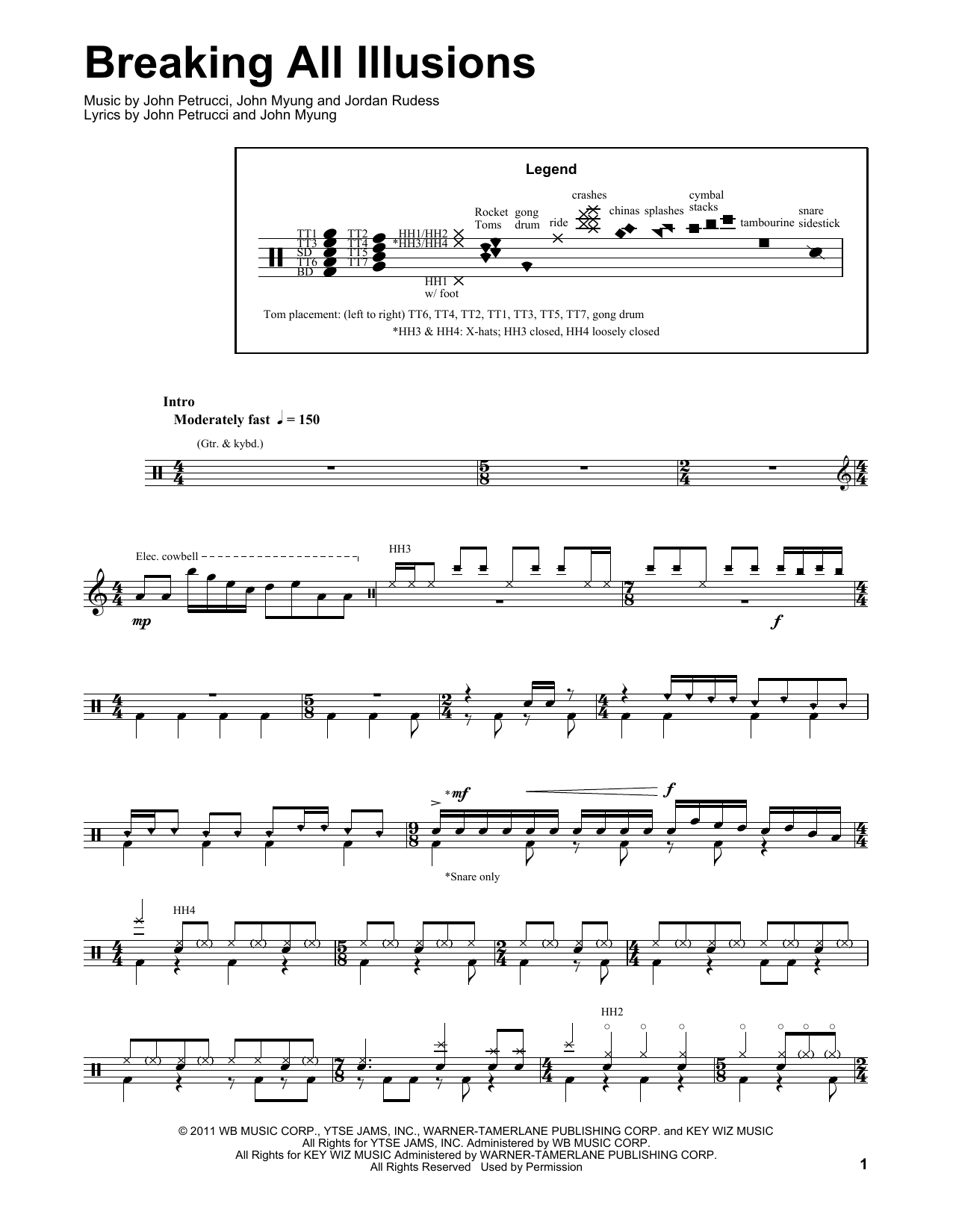 Dream Theater Breaking All Illusions sheet music notes and chords. Download Printable PDF.