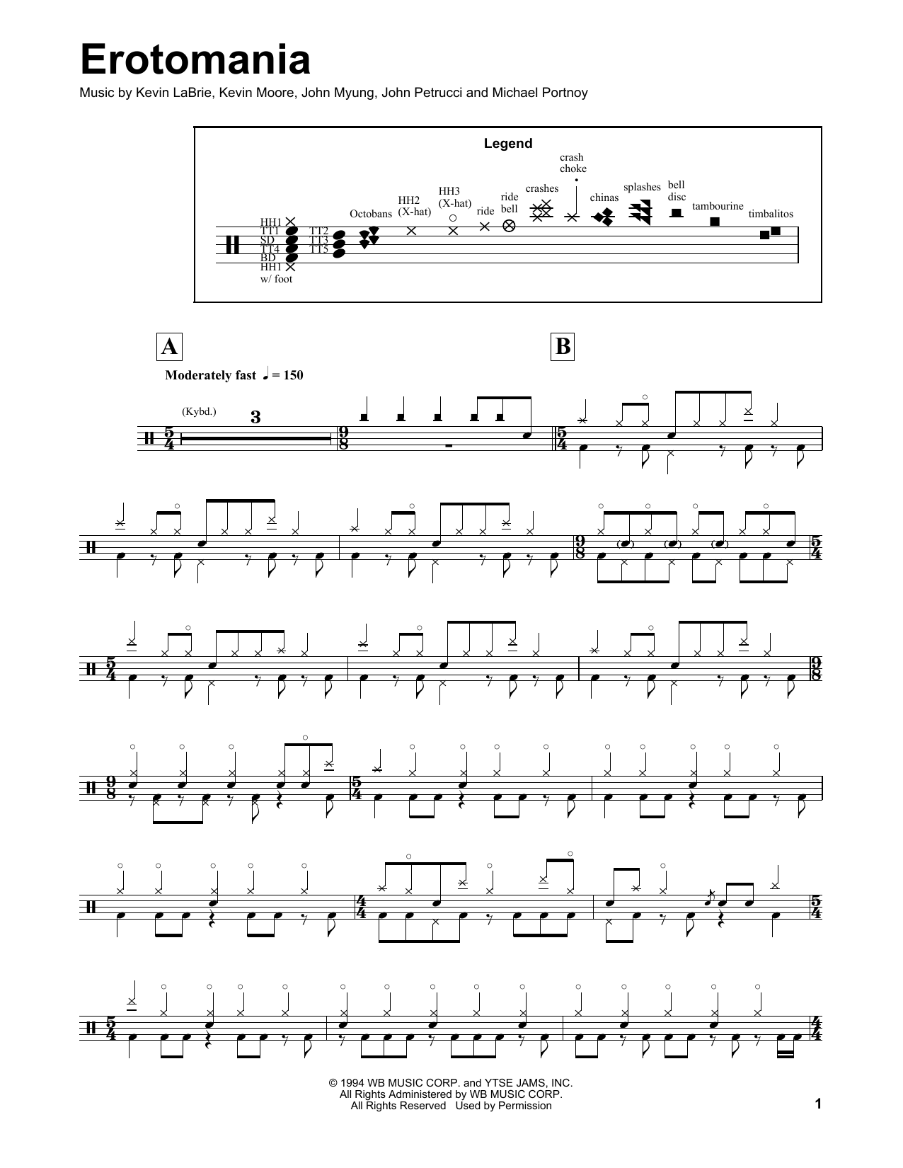 Dream Theater Erotomania sheet music notes and chords. Download Printable PDF.