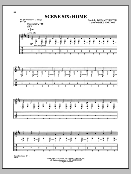 Dream Theater Home sheet music notes and chords. Download Printable PDF.