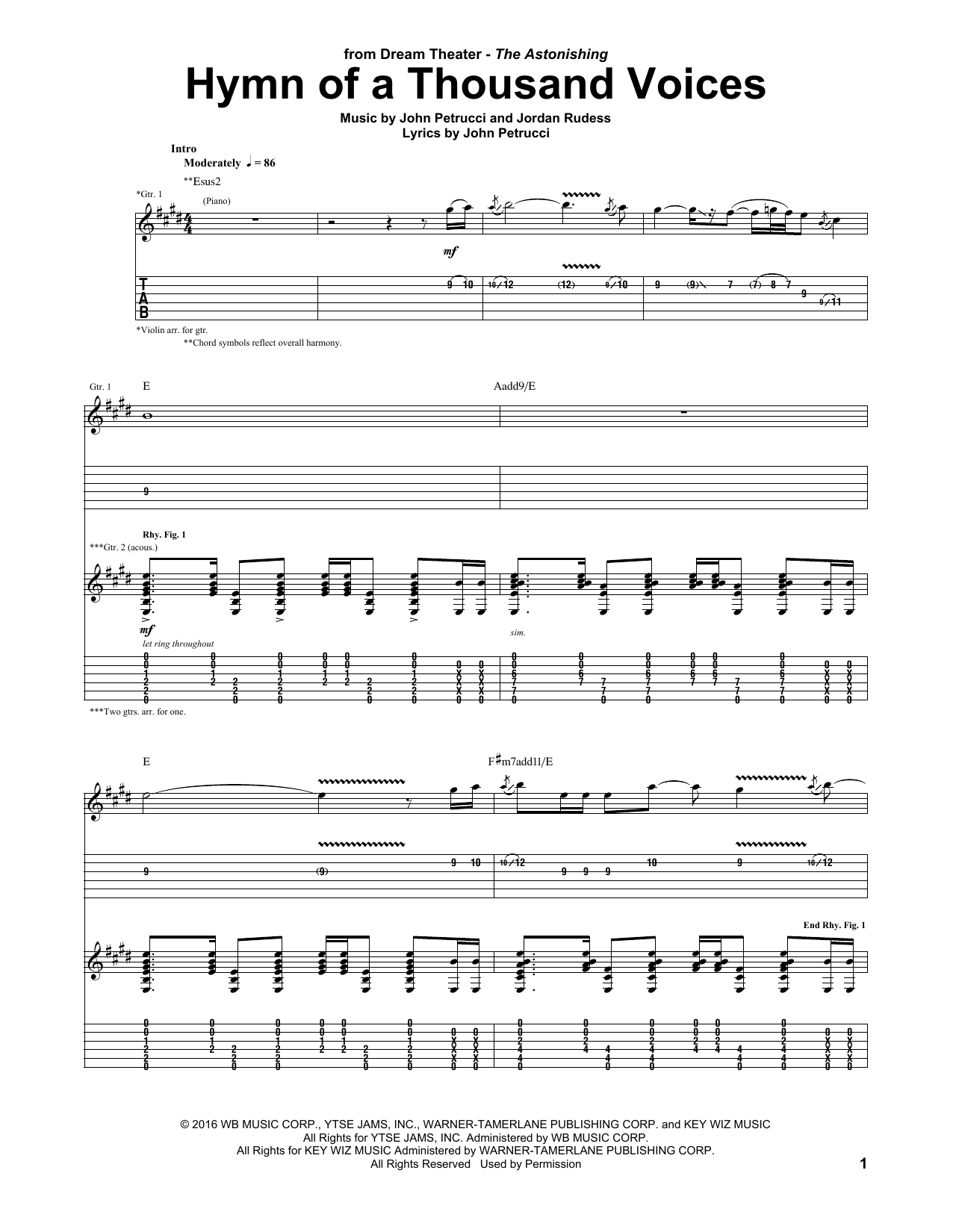 Learn to play Dream Theater Hymn Of A Thousand Voices sheet music for Guitar Tab in minutes. Price: 7.8900$ Dream Theater Hymn Of A Thousand Voices sheet music notes and chords arranged for Guitar Tab