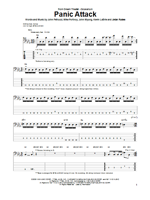 Dream Theater Panic Attack sheet music notes and chords. Download Printable PDF.