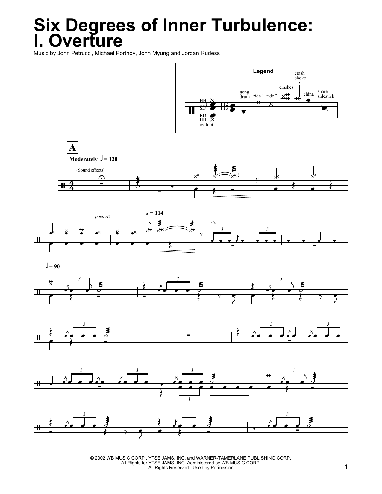 Dream Theater Six Degrees Of Inner Turbulence: I. Overture sheet music notes and chords. Download Printable PDF.