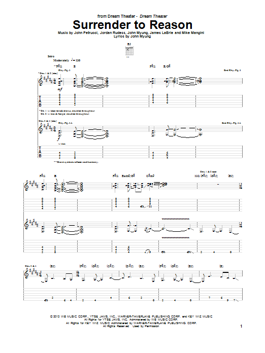 Learn to play Dream Theater Surrender To Reason sheet music for Guitar Tab in minutes. Price: 7.8900$ Dream Theater Surrender To Reason sheet music notes and chords arranged for Guitar Tab