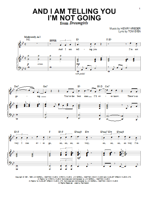 Dreamgirls (Musical) And I Am Telling You I'm Not Going sheet music notes and chords. Download Printable PDF.