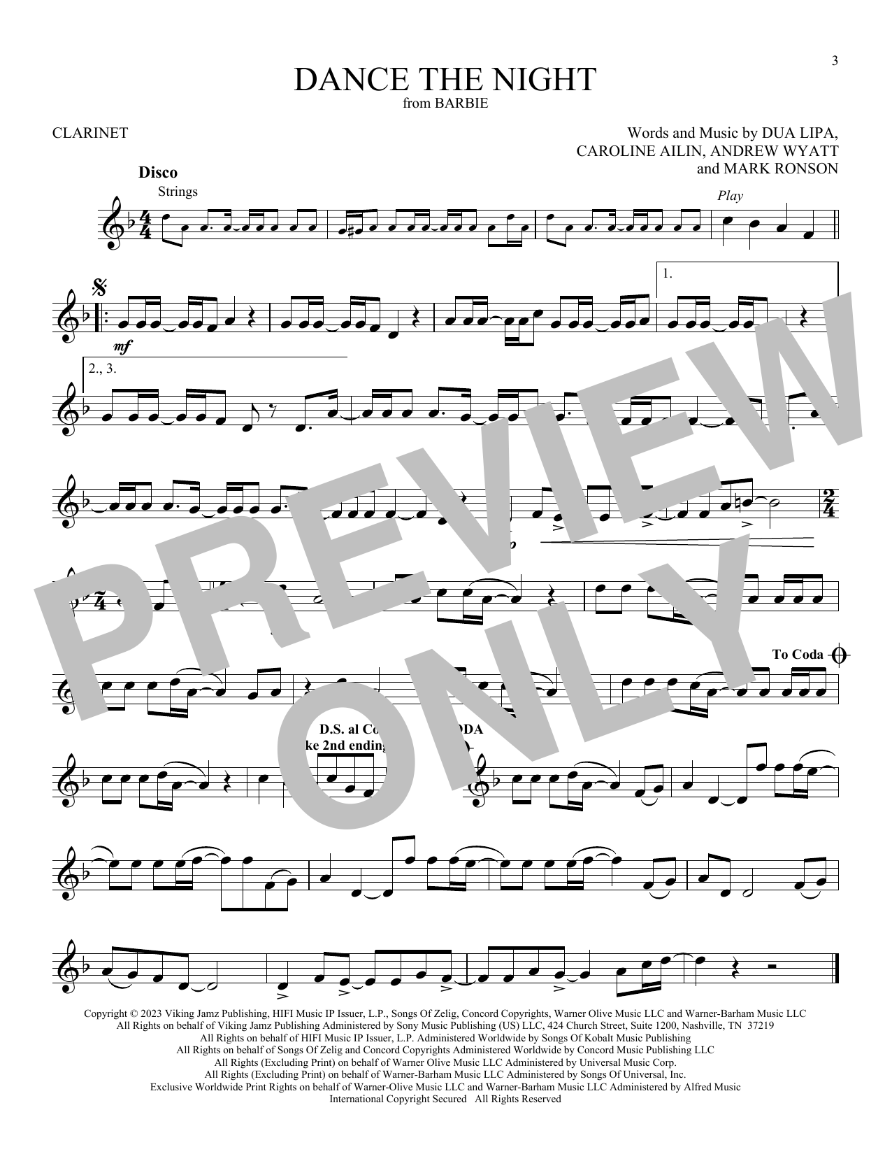 Dua Lipa Dance The Night (from Barbie) sheet music notes and chords. Download Printable PDF.