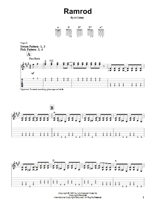 Duane Eddy Ramrod sheet music notes and chords. Download Printable PDF.