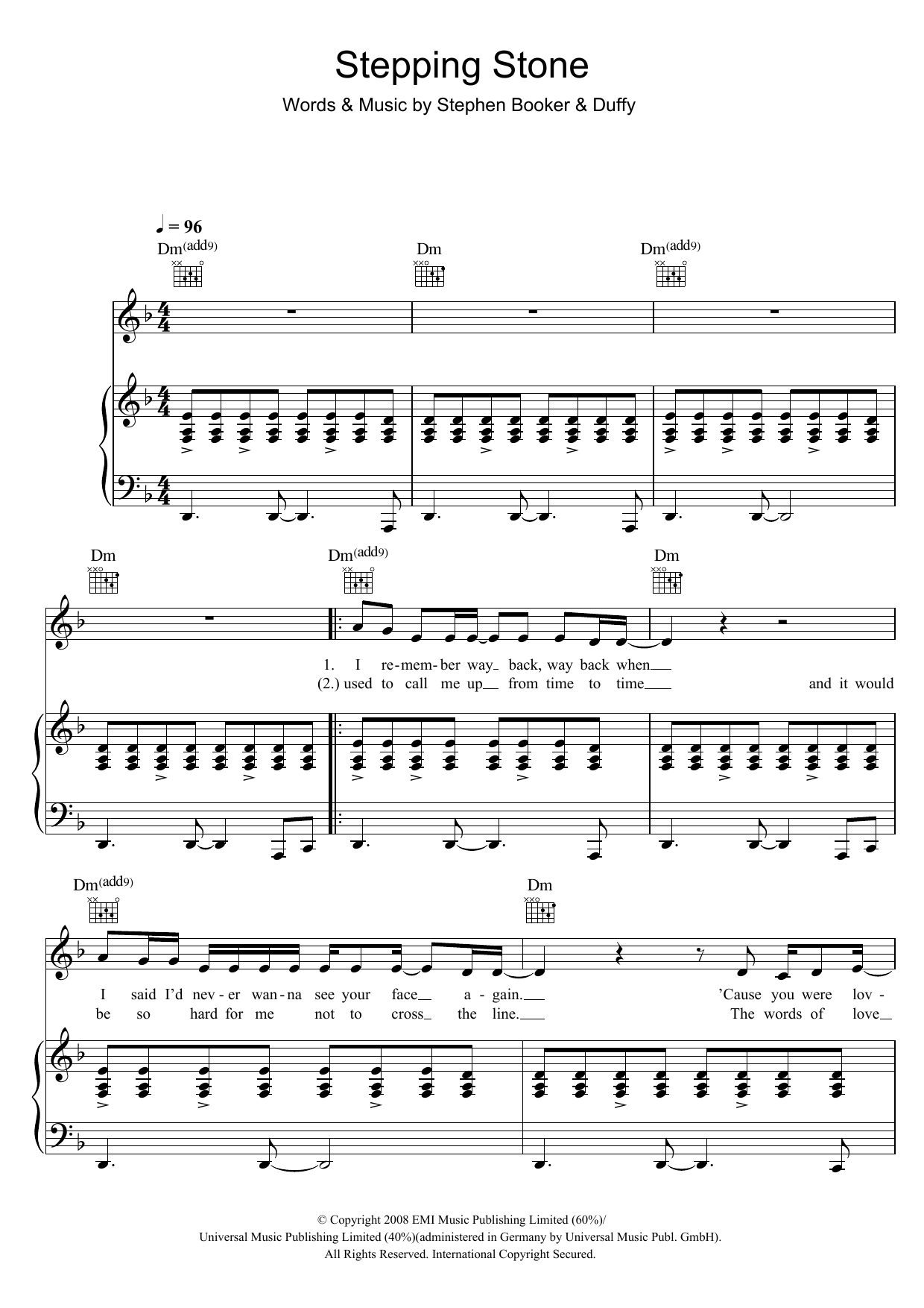 Duffy Stepping Stone sheet music notes and chords. Download Printable PDF.