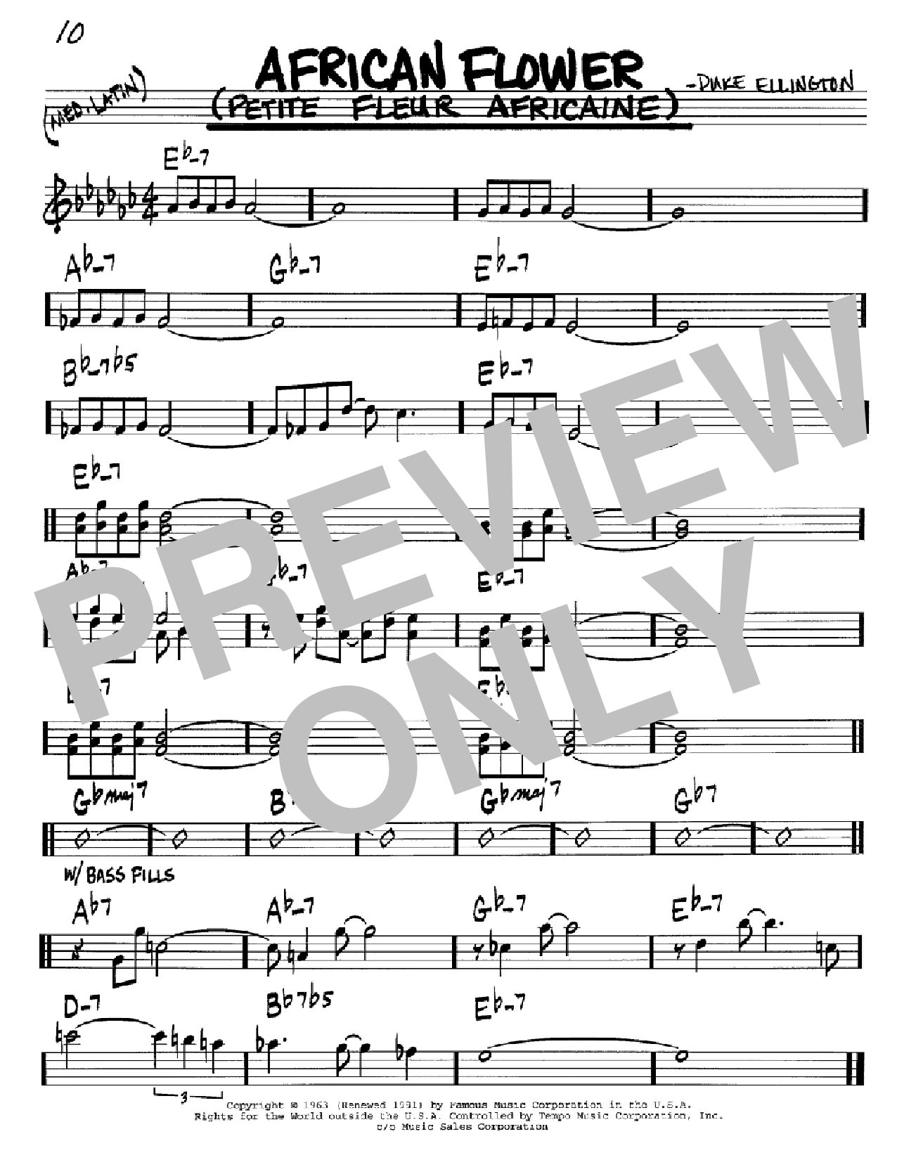 Learn to play Duke Ellington African Flower (Petite Fleur Africaine) sheet music for Real Book – Melody & Chords – Eb Instruments in minutes. Price: 5.9900$ Duke Ellington African Flower (Petite Fleur Africaine) sheet music notes and chords arranged for Real Book – Melody & Chords – Eb Instruments