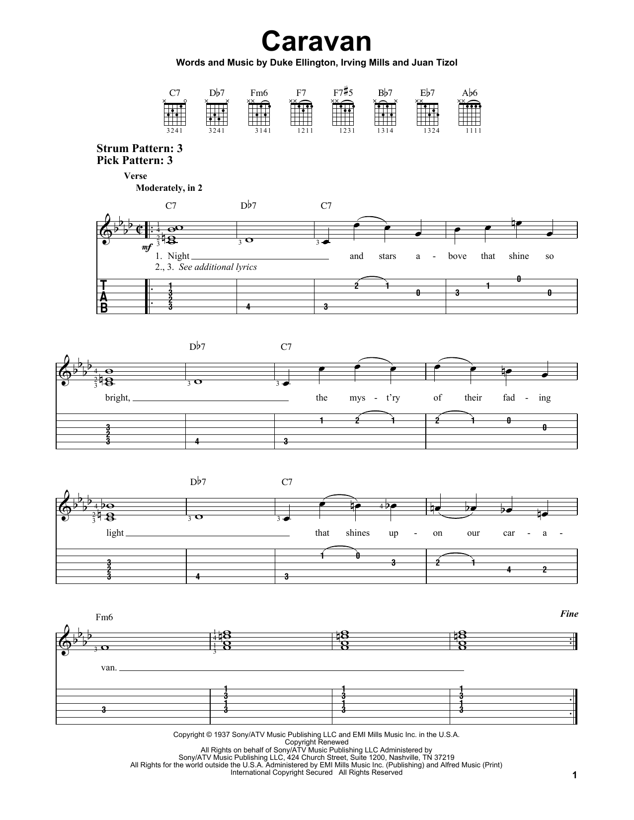 Duke Ellington Caravan sheet music notes and chords. Download Printable PDF.