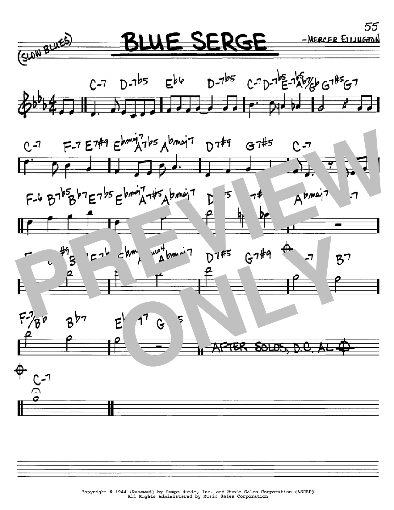 Learn to play Duke Ellington Blue Serge sheet music for Real Book – Melody & Chords – C Instruments in minutes. Price: 5.9900$ Duke Ellington Blue Serge sheet music notes and chords arranged for Real Book – Melody & Chords – C Instruments