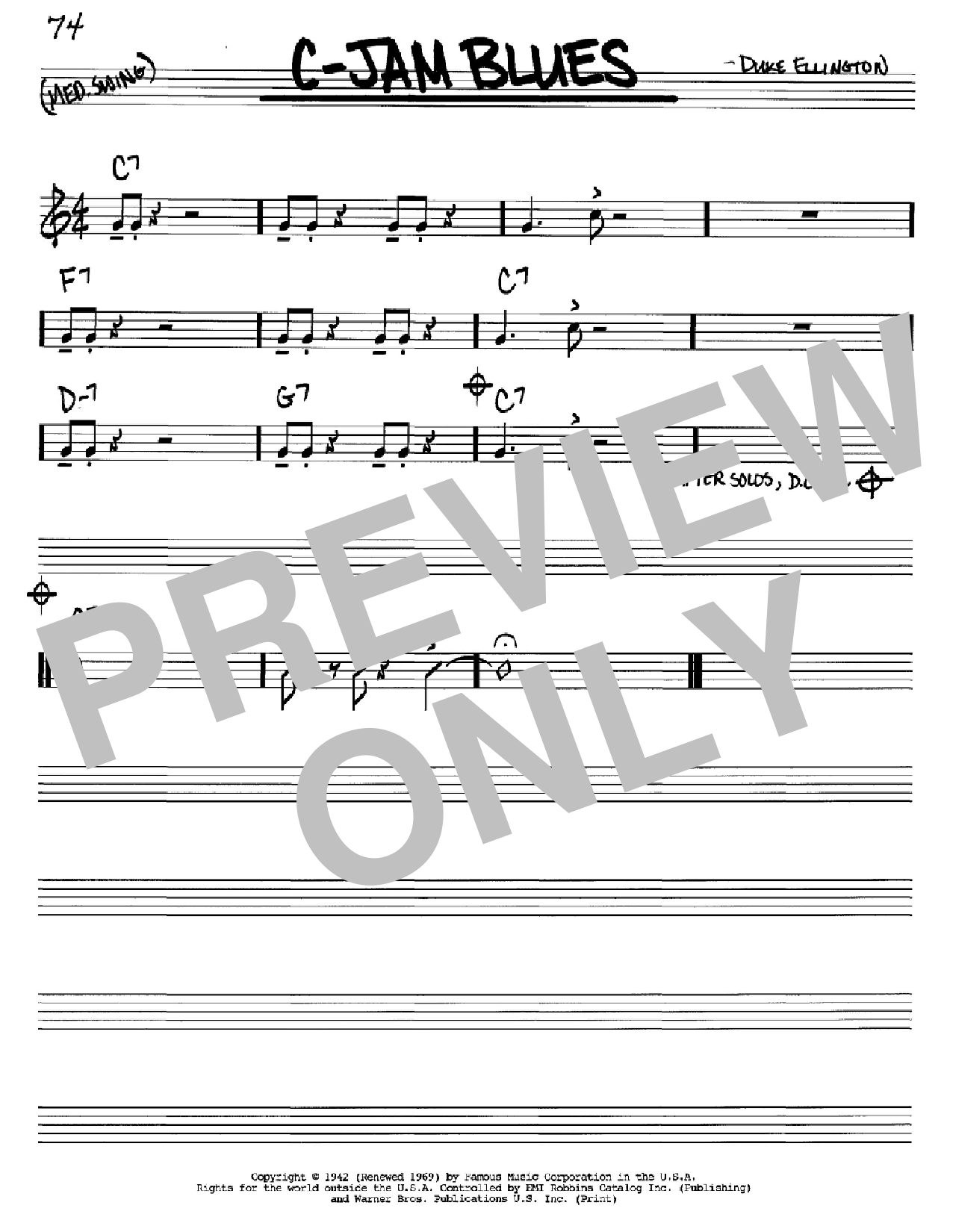 Duke Ellington C-Jam Blues sheet music notes and chords. Download Printable PDF.