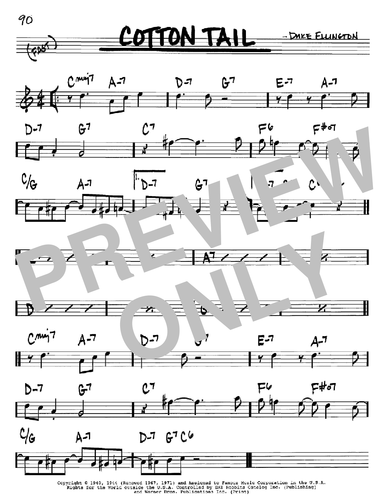 Duke Ellington Cotton Tail sheet music notes and chords. Download Printable PDF.