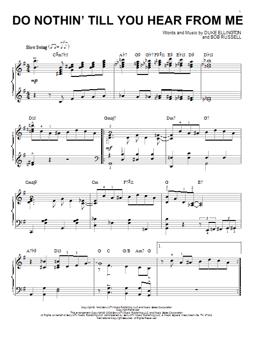 Learn to play Duke Ellington Do Nothin' Till You Hear From Me (arr. Brent Edstrom) sheet music for Piano Solo in minutes. Price: 7.8900$ Duke Ellington Do Nothin' Till You Hear From Me (arr. Brent Edstrom) sheet music notes and chords arranged for Piano Solo
