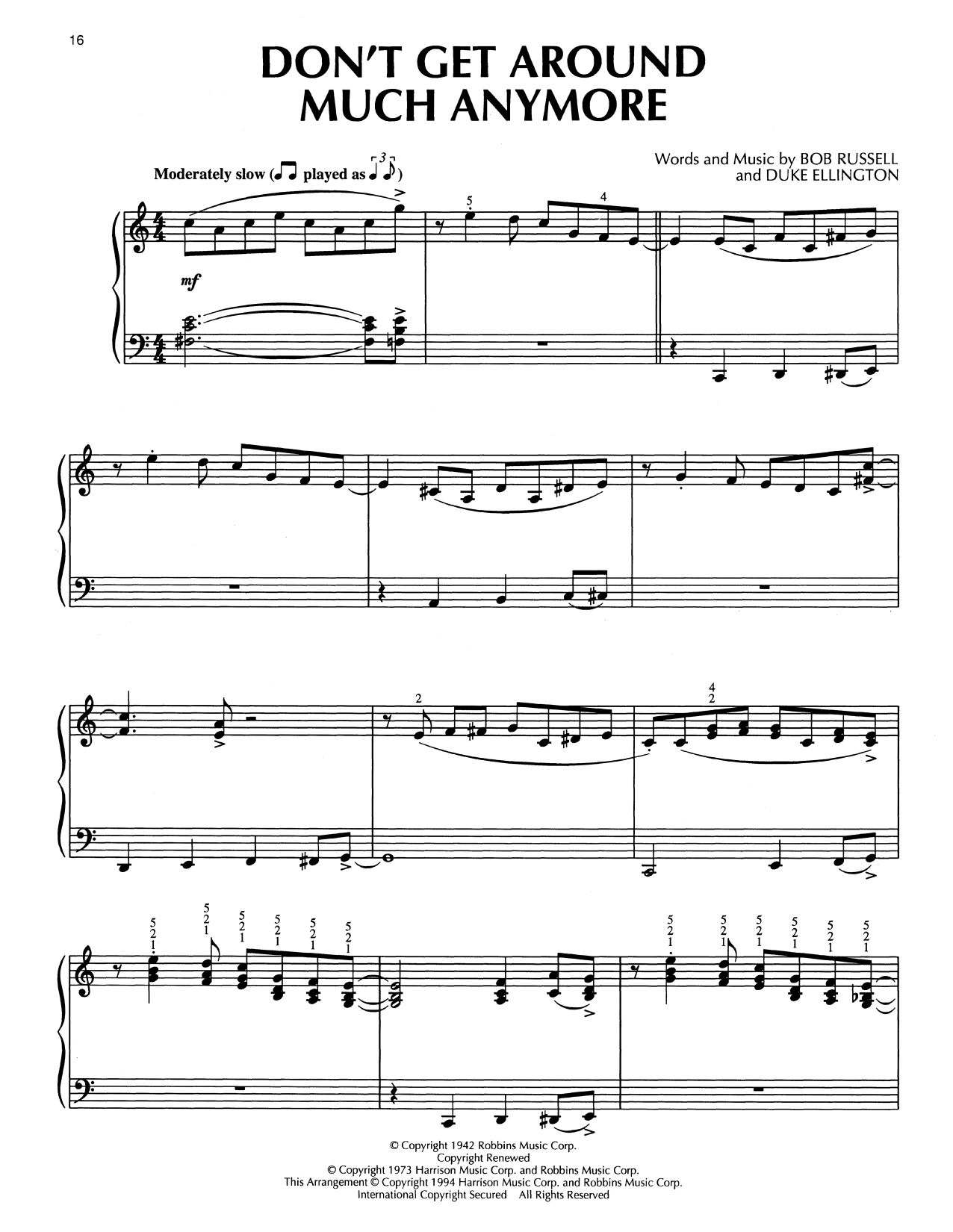 Learn to play Duke Ellington Don't Get Around Much Anymore (arr. Bill Boyd) sheet music for Piano Solo in minutes. Price: 7.8900$ Duke Ellington Don't Get Around Much Anymore (arr. Bill Boyd) sheet music notes and chords arranged for Piano Solo