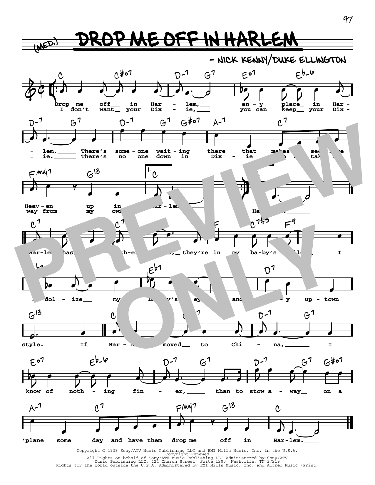 Learn to play Duke Ellington Drop Me Off In Harlem (High Voice) sheet music for Real Book – Melody, Lyrics & Chords in minutes. Price: 5.9900$ Duke Ellington Drop Me Off In Harlem (High Voice) sheet music notes and chords arranged for Real Book – Melody, Lyrics & Chords