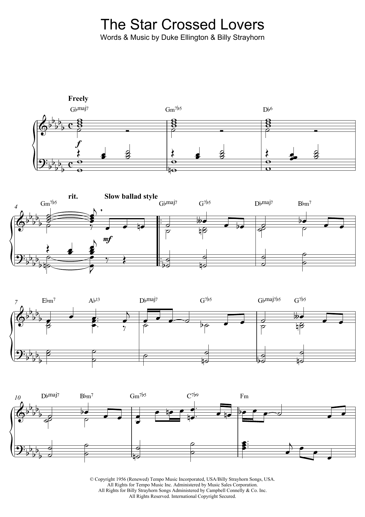 Learn to play Duke Ellington The Star Crossed Lovers (from 'Such Sweet Thunder') sheet music for Piano Solo in minutes. Price: 7.8900$ Duke Ellington The Star Crossed Lovers (from 'Such Sweet Thunder') sheet music notes and chords arranged for Piano Solo