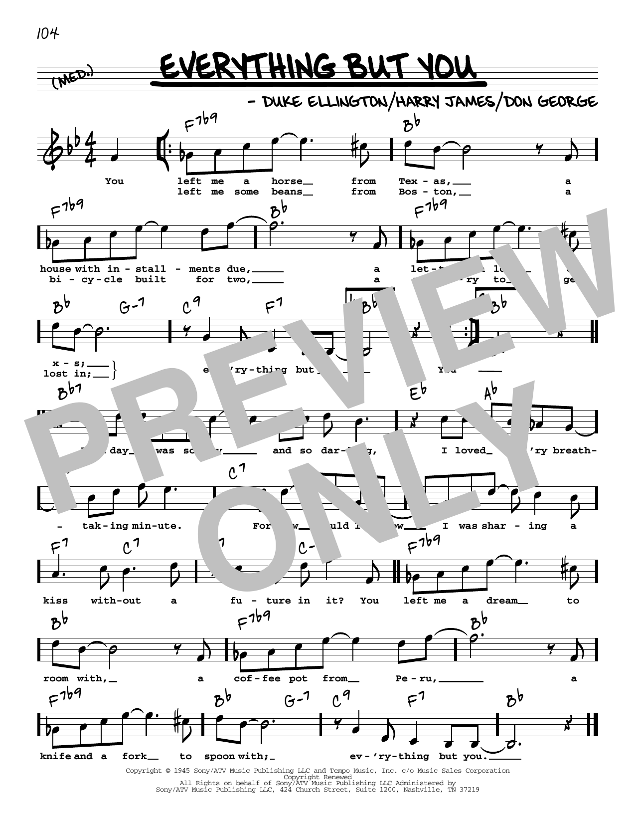 Learn to play Duke Ellington Everything But You (High Voice) sheet music for Real Book – Melody, Lyrics & Chords in minutes. Price: 5.9900$ Duke Ellington Everything But You (High Voice) sheet music notes and chords arranged for Real Book – Melody, Lyrics & Chords