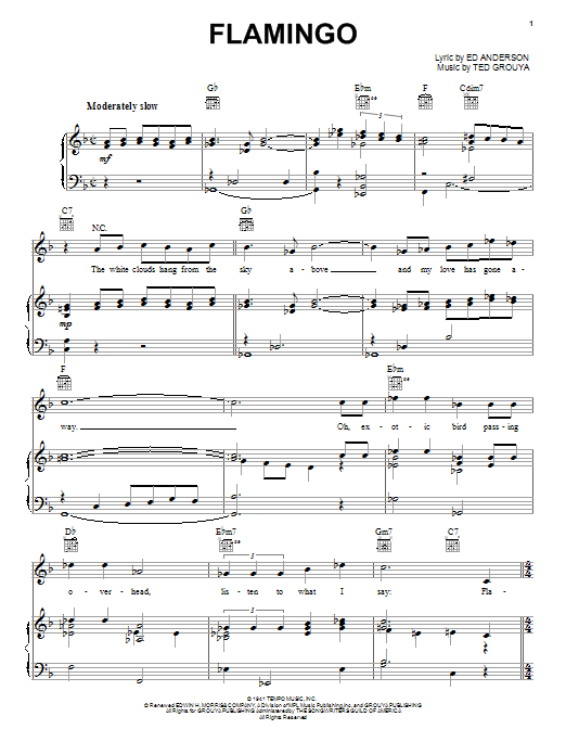 Duke Ellington Flamingo sheet music notes and chords arranged for Piano, Vocal & Guitar Chords (Right-Hand Melody)
