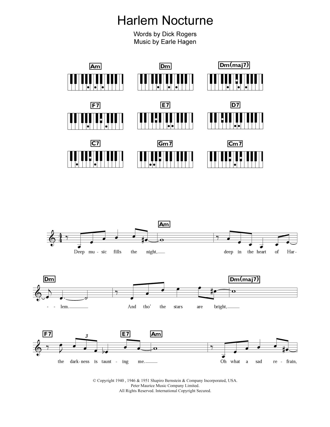 Learn to play Duke Ellington Harlem Nocturne sheet music for Piano Chords/Lyrics in minutes. Price: 4.4900$ Duke Ellington Harlem Nocturne sheet music notes and chords arranged for Piano Chords/Lyrics
