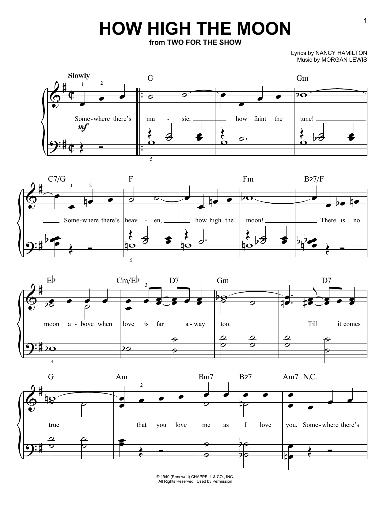 Duke Ellington How High The Moon sheet music notes and chords. Download Printable PDF.