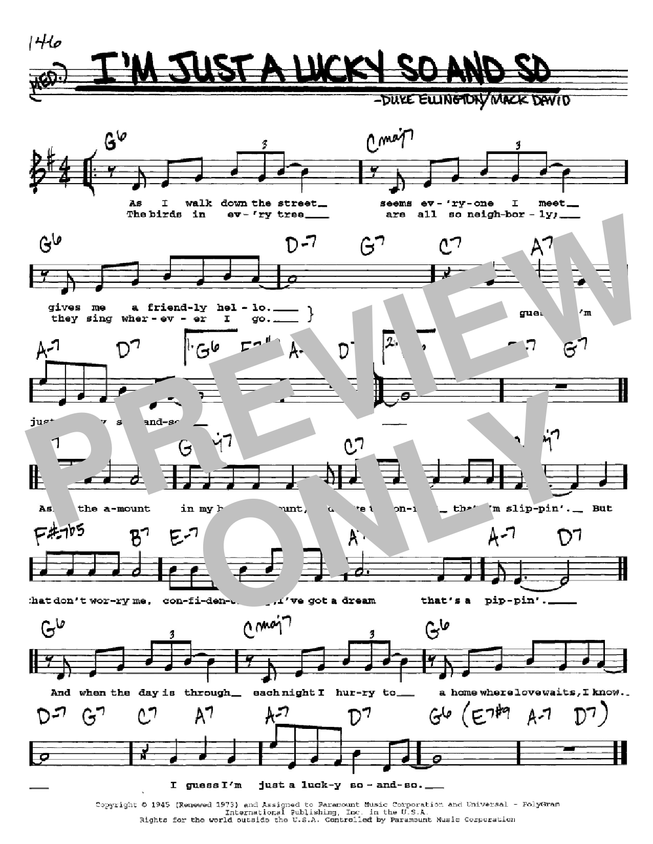 Duke Ellington I'm Just A Lucky So And So sheet music notes and chords. Download Printable PDF.