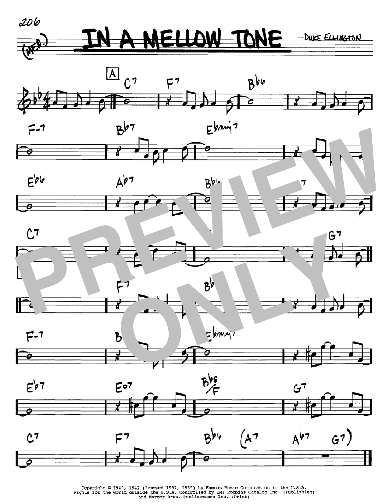 Duke Ellington In A Mellow Tone sheet music notes and chords. Download Printable PDF.