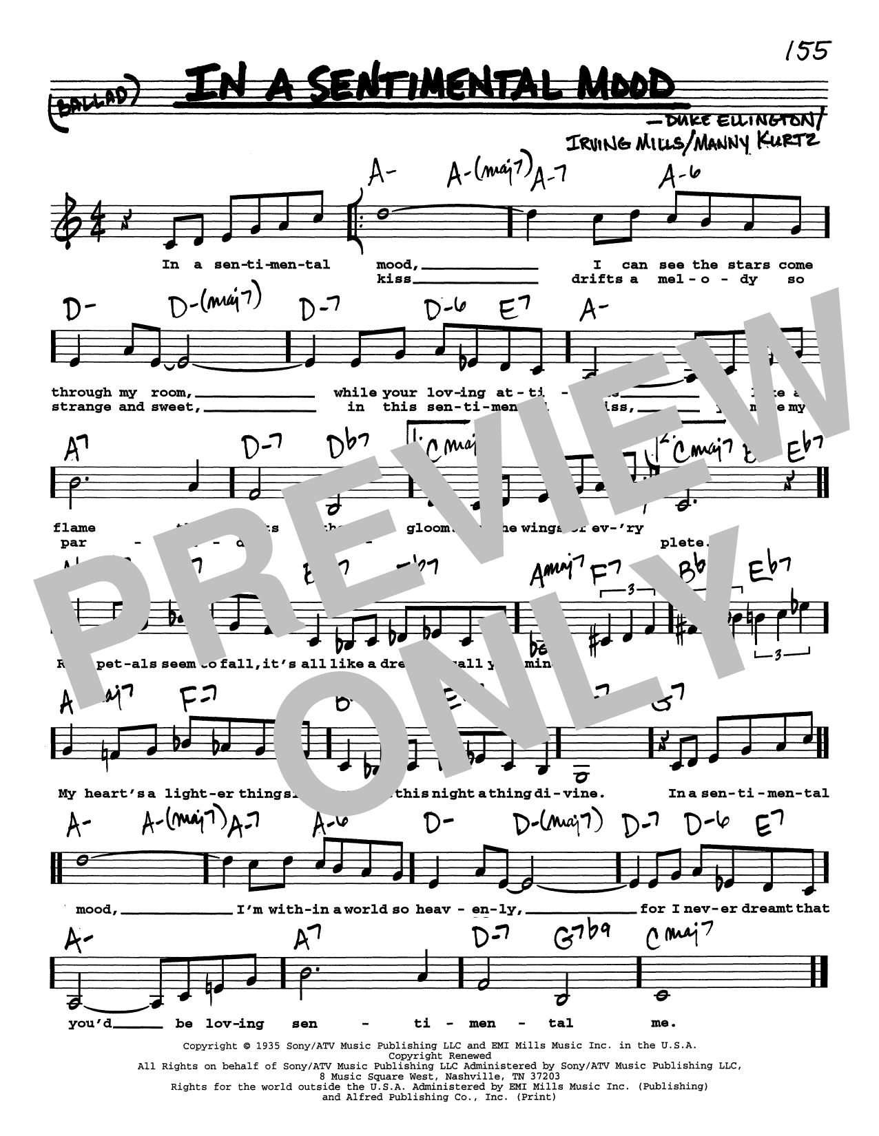 Duke Ellington In A Sentimental Mood (Low Voice) sheet music notes and chords. Download Printable PDF.