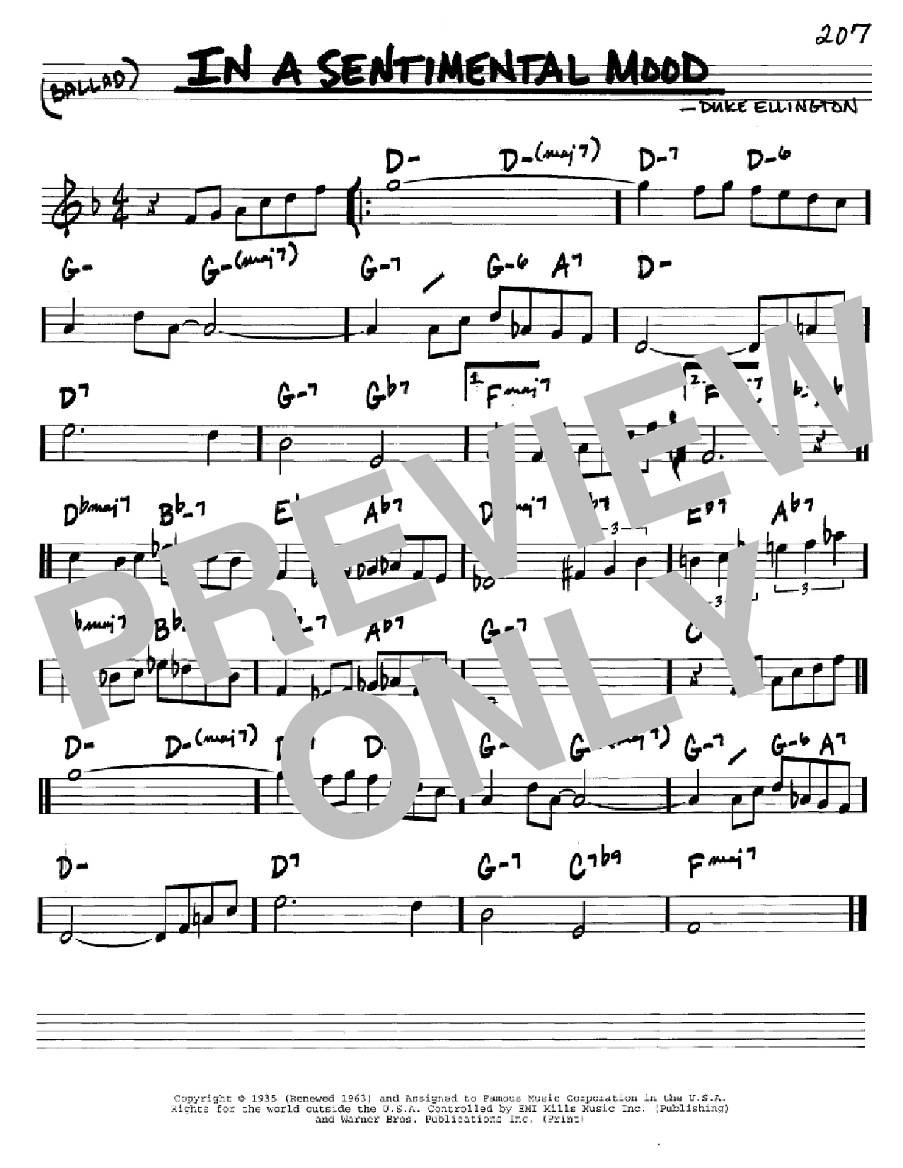 Duke Ellington In A Sentimental Mood sheet music notes and chords. Download Printable PDF.