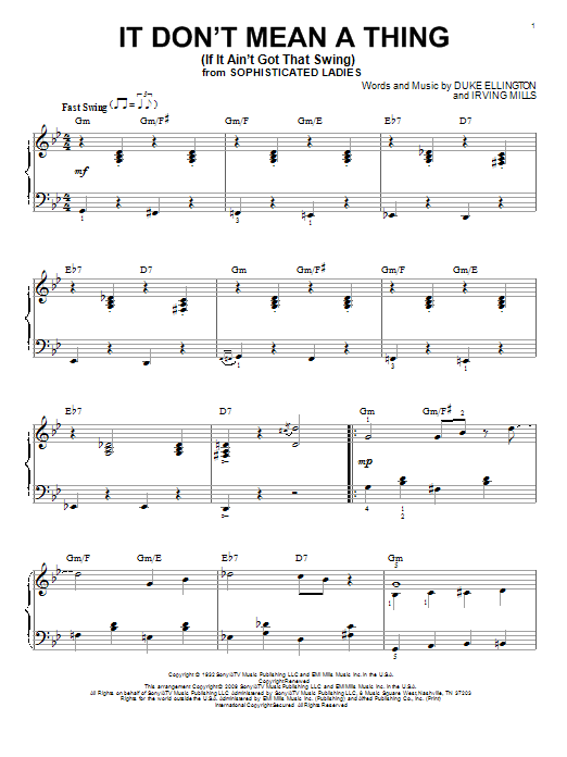 Learn to play Duke Ellington It Don't Mean A Thing (If It Ain't Got That Swing) (arr. Brent Edstrom) sheet music for Piano Solo in minutes. Price: 7.8900$ Duke Ellington It Don't Mean A Thing (If It Ain't Got That Swing) (arr. Brent Edstrom) sheet music notes and chords arranged for Piano Solo