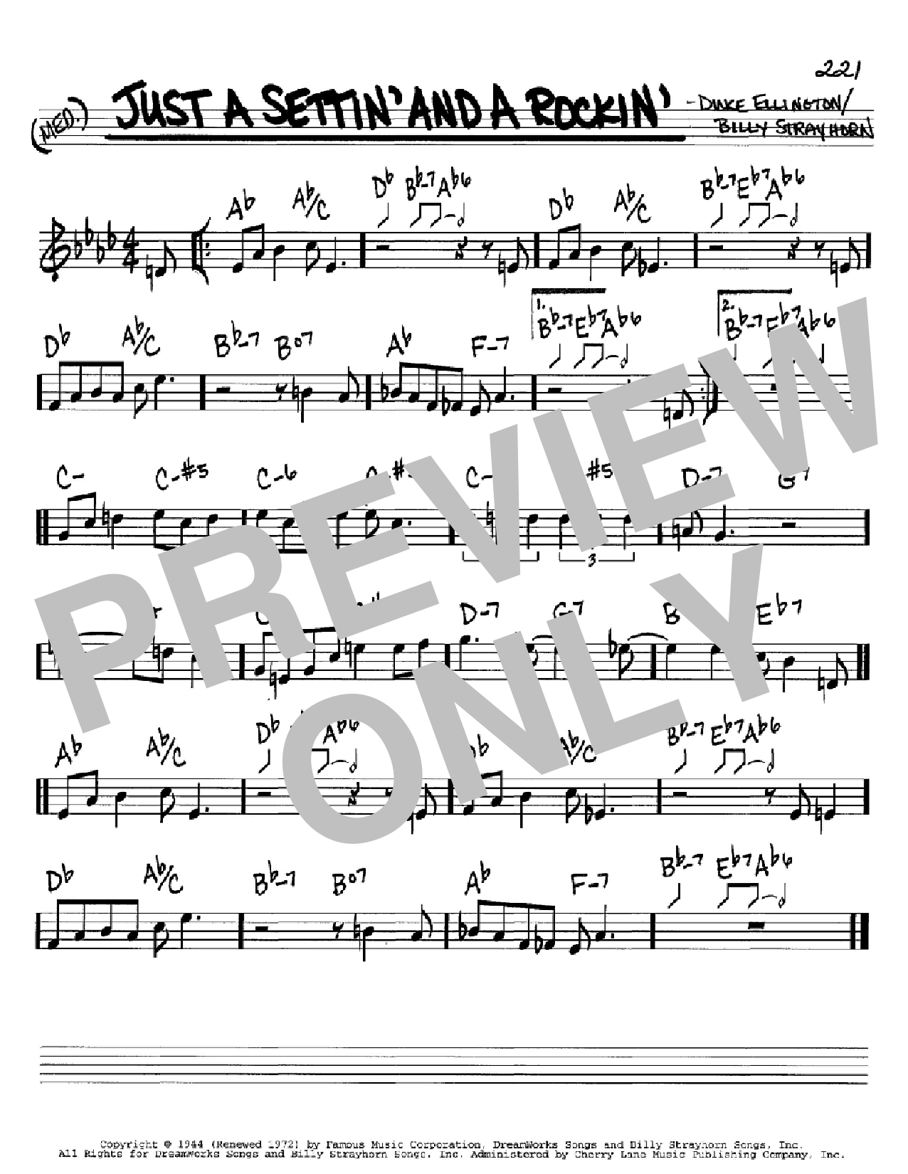 Learn to play Duke Ellington Just A Settin' And A Rockin' sheet music for Real Book – Melody & Chords – Bass Clef Instruments in minutes. Price: 5.9900$ Duke Ellington Just A Settin' And A Rockin' sheet music notes and chords arranged for Real Book – Melody & Chords – Bass Clef Instruments