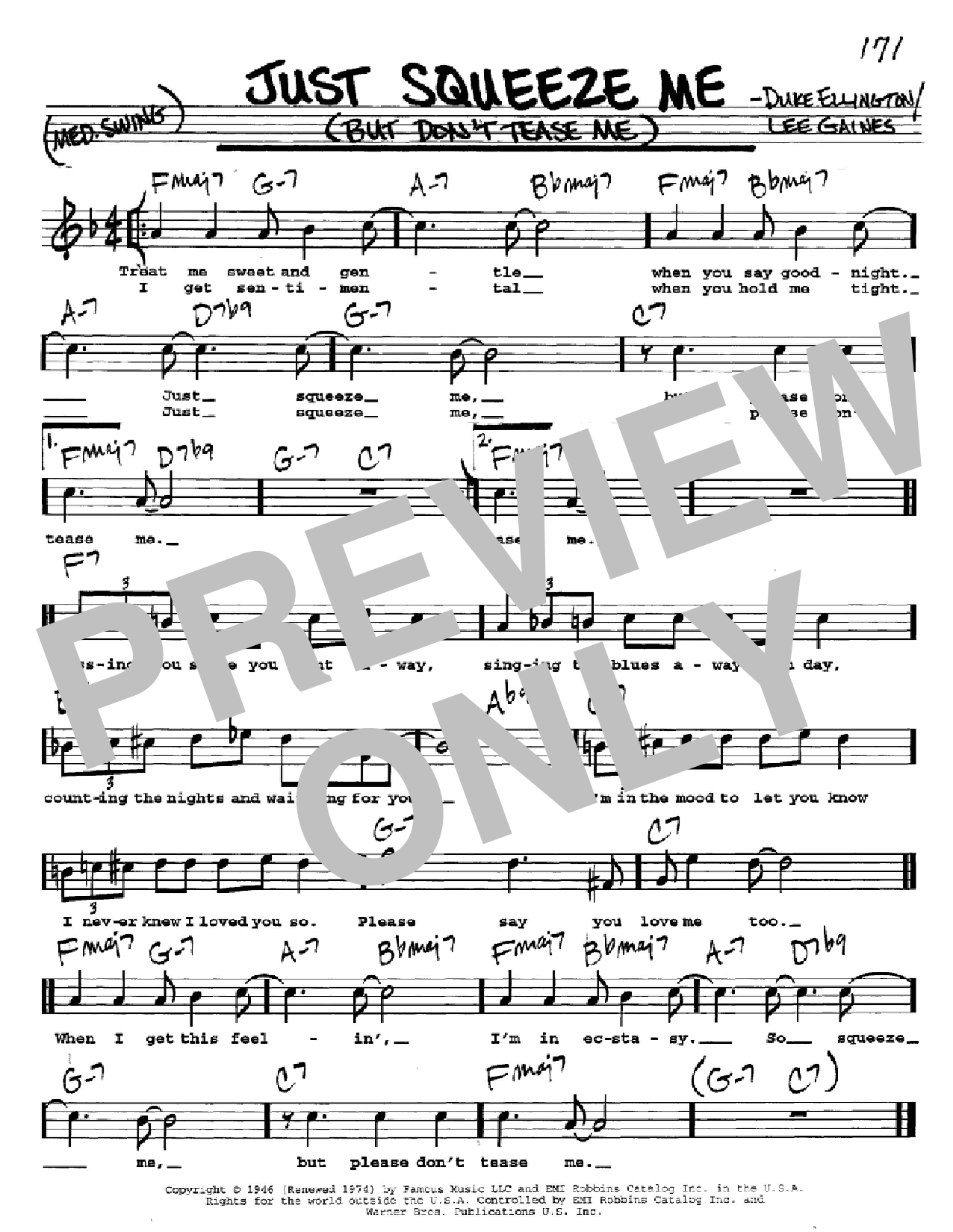 Duke Ellington Just Squeeze Me (But Don't Tease Me) sheet music notes and chords. Download Printable PDF.