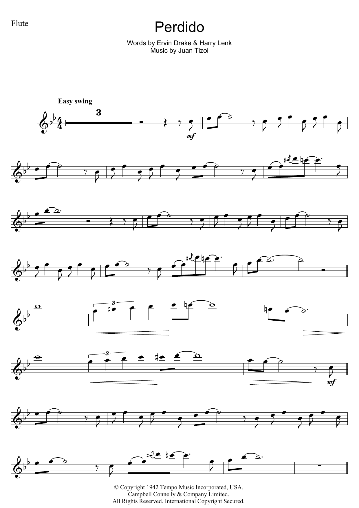 Duke Ellington Perdido sheet music notes and chords. Download Printable PDF.