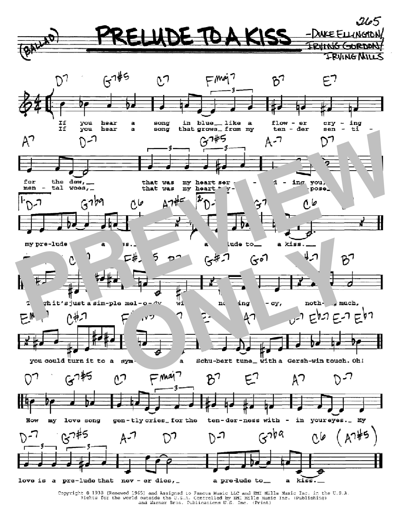 Duke Ellington Prelude To A Kiss sheet music notes and chords. Download Printable PDF.