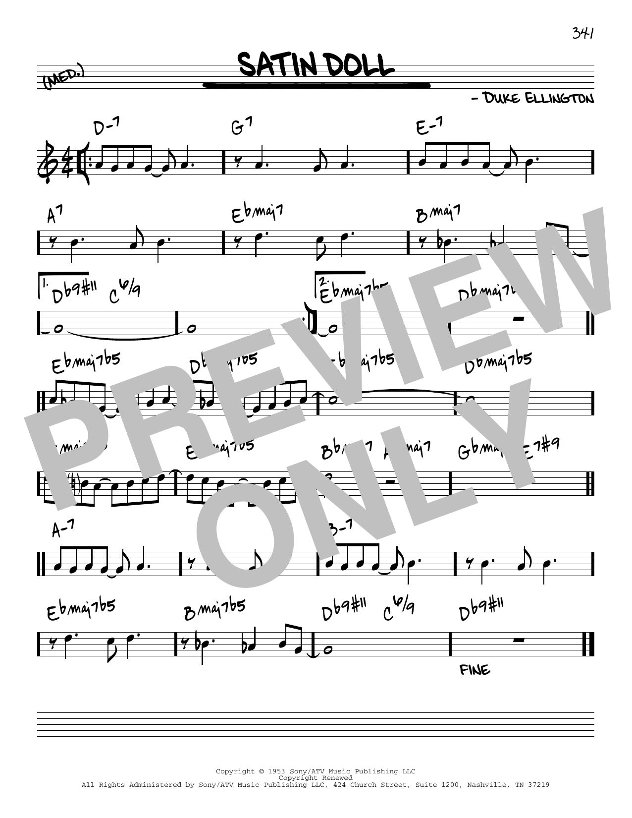 Duke Ellington Satin Doll [Reharmonized version] (arr. Jack Grassel) sheet music notes and chords arranged for Real Book – Melody & Chords