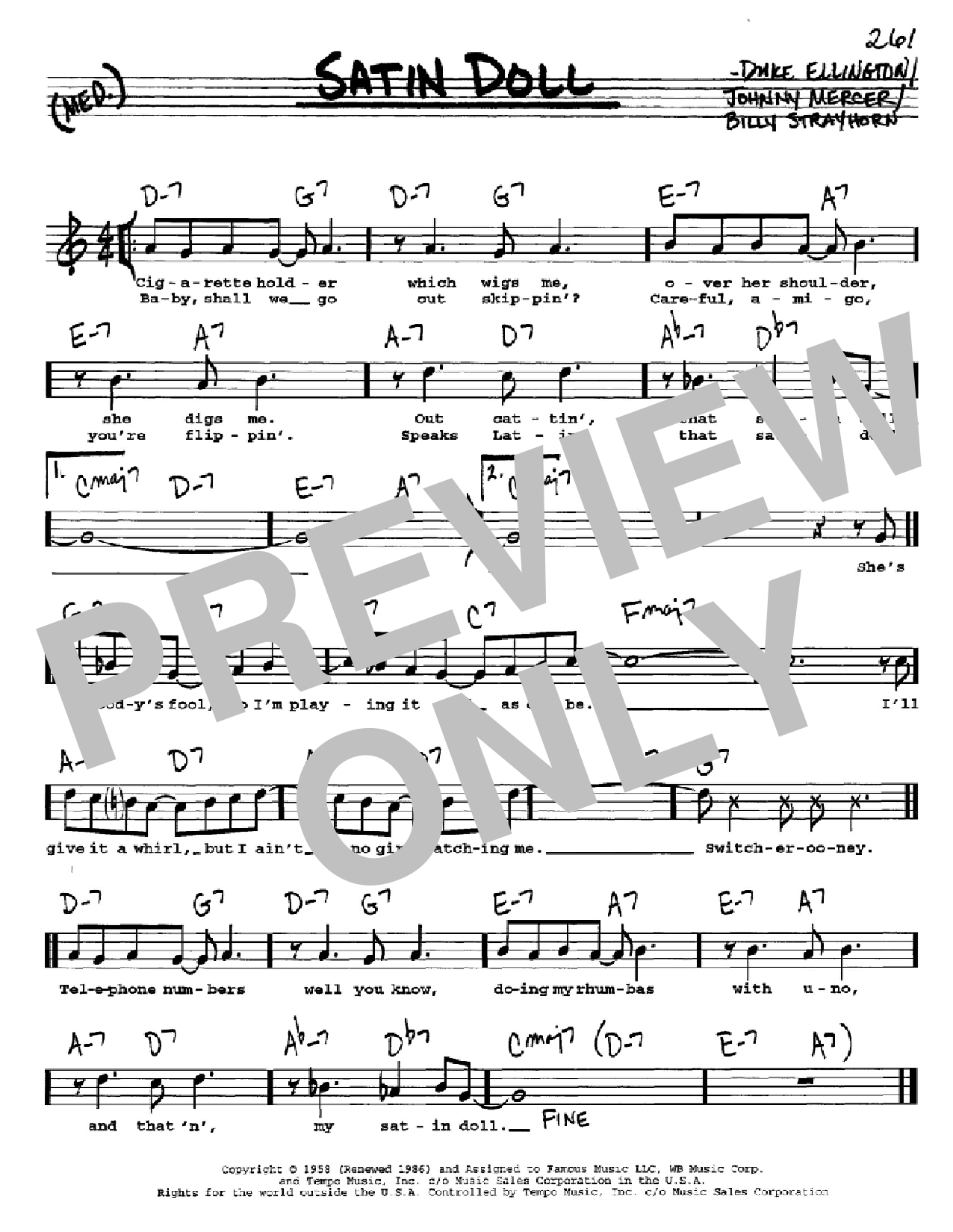 Duke Ellington Satin Doll sheet music notes and chords. Download Printable PDF.