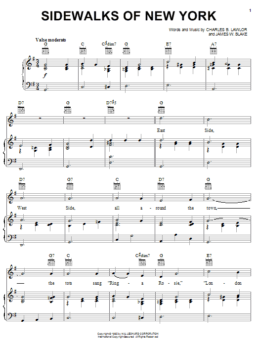Duke Ellington Sidewalks Of New York sheet music notes and chords arranged for Piano, Vocal & Guitar Chords (Right-Hand Melody)
