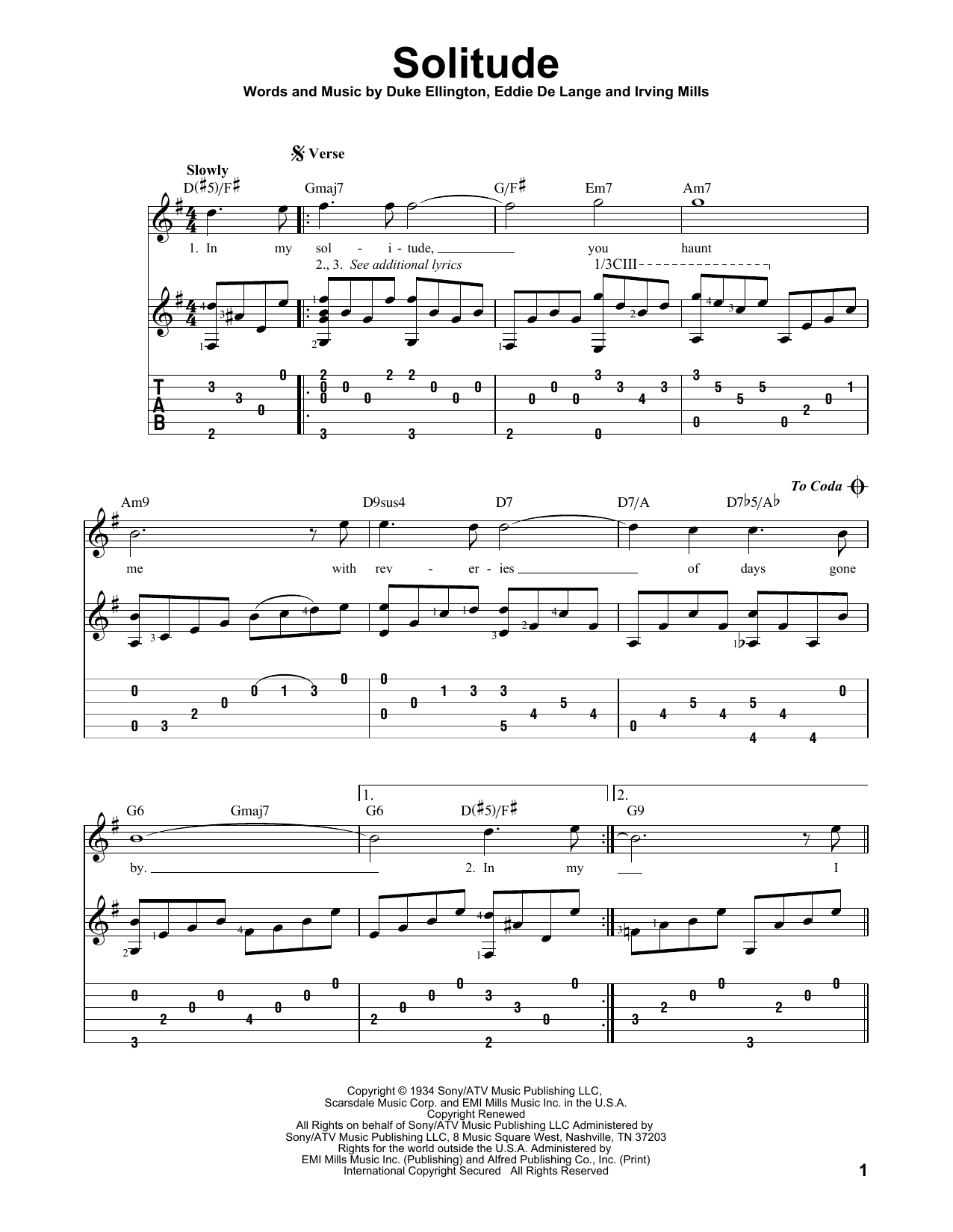 Duke Ellington Solitude sheet music notes and chords. Download Printable PDF.