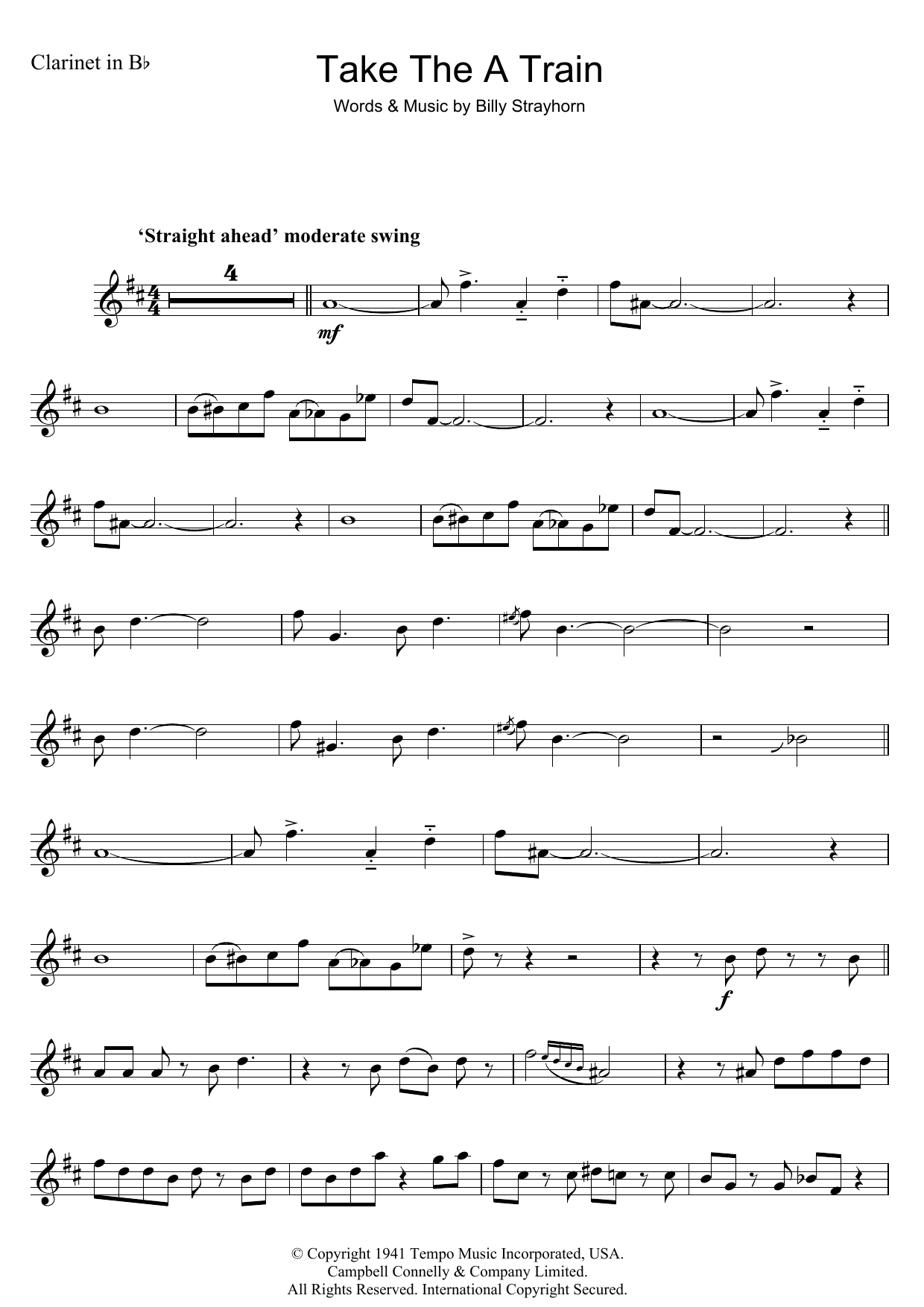 Duke Ellington Take The 'A' Train sheet music notes and chords. Download Printable PDF.