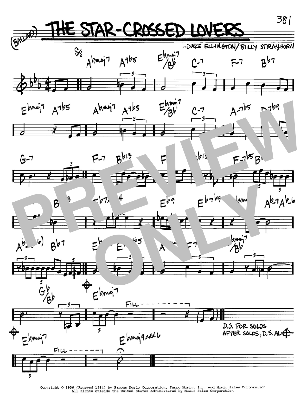 Duke Ellington The Star-Crossed Lovers sheet music notes and chords. Download Printable PDF.