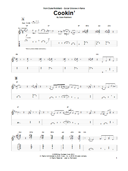 Learn to play Duke Robillard Cookin' sheet music for Guitar Tab in minutes. Price: 7.8900$ Duke Robillard Cookin' sheet music notes and chords arranged for Guitar Tab