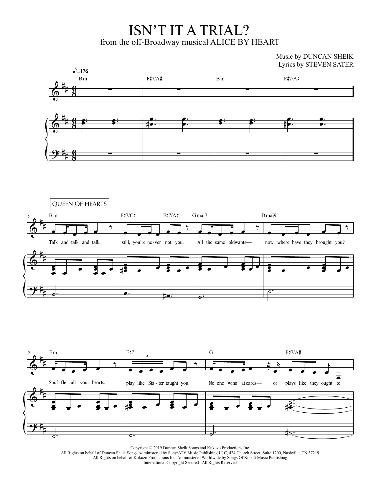 Duncan Sheik and Steven Sater Isn't It A Trial? (from Alice By Heart) sheet music notes and chords. Download Printable PDF.