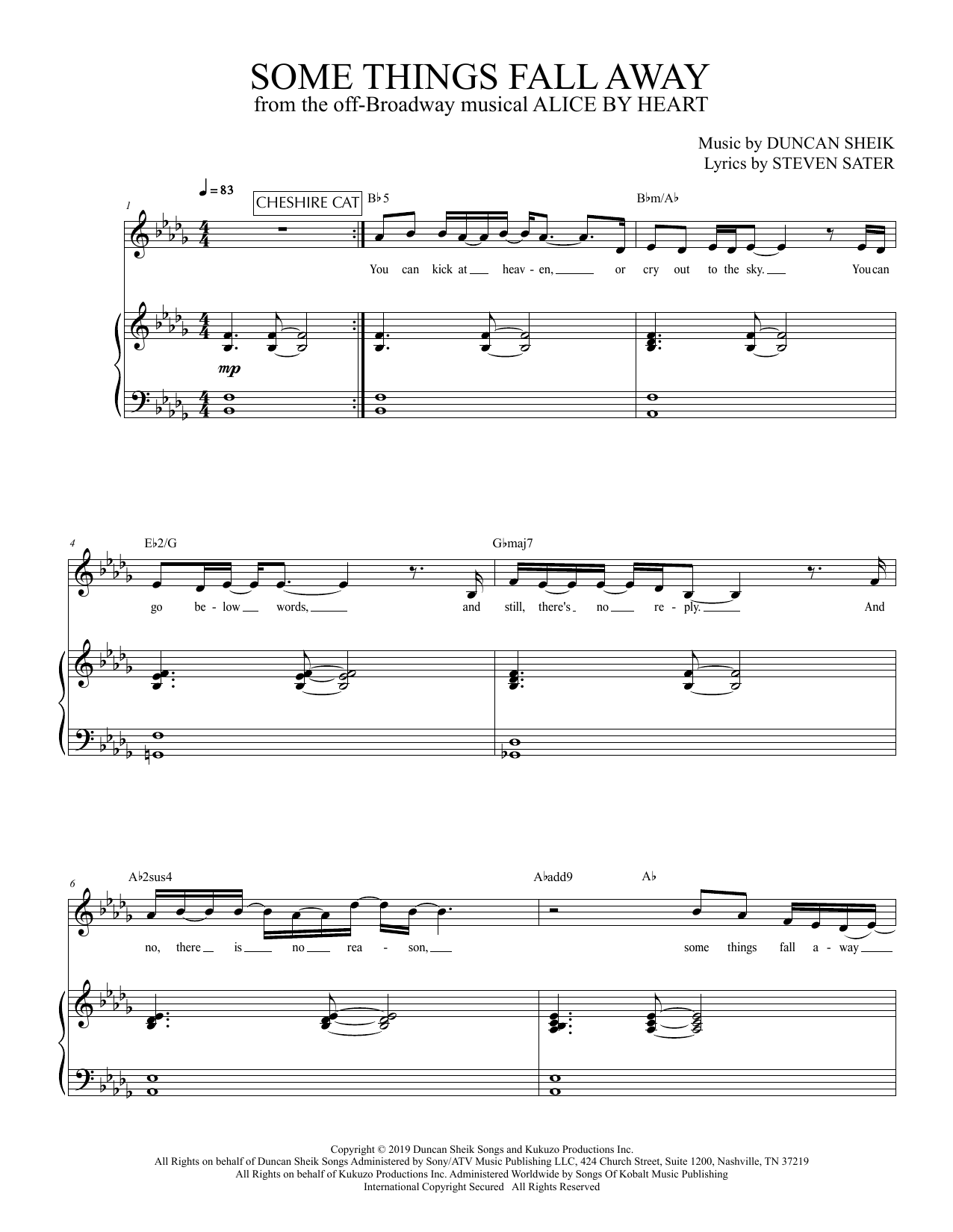 Duncan Sheik and Steven Sater Some Things Fall Away (from Alice By Heart) sheet music notes and chords. Download Printable PDF.