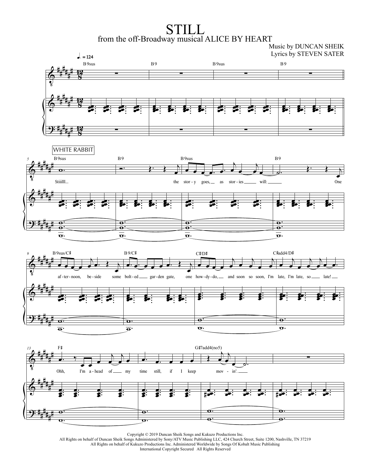 Duncan Sheik and Steven Sater Still (from Alice By Heart) sheet music notes and chords. Download Printable PDF.