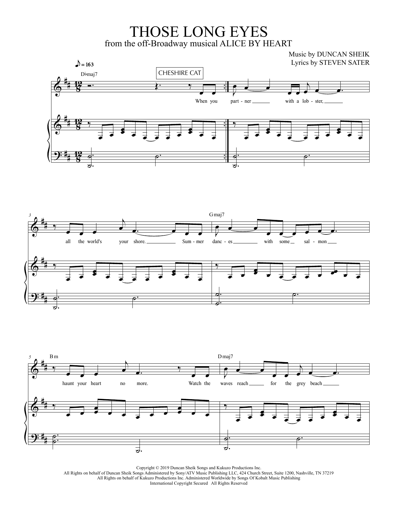 Duncan Sheik and Steven Sater Those Long Eyes (from Alice By Heart) sheet music notes and chords. Download Printable PDF.