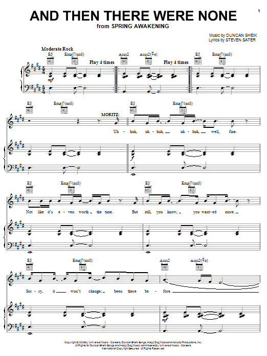 Duncan Sheik And Then There Were None sheet music notes and chords. Download Printable PDF.