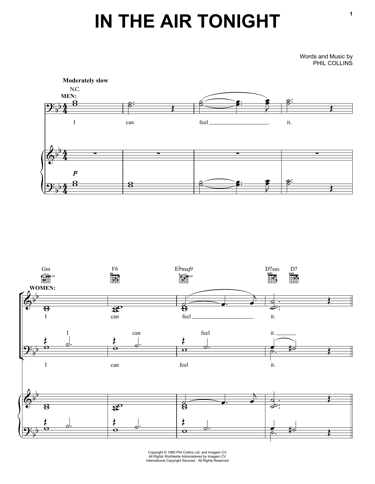 Duncan Sheik In The Air Tonight sheet music notes and chords. Download Printable PDF.