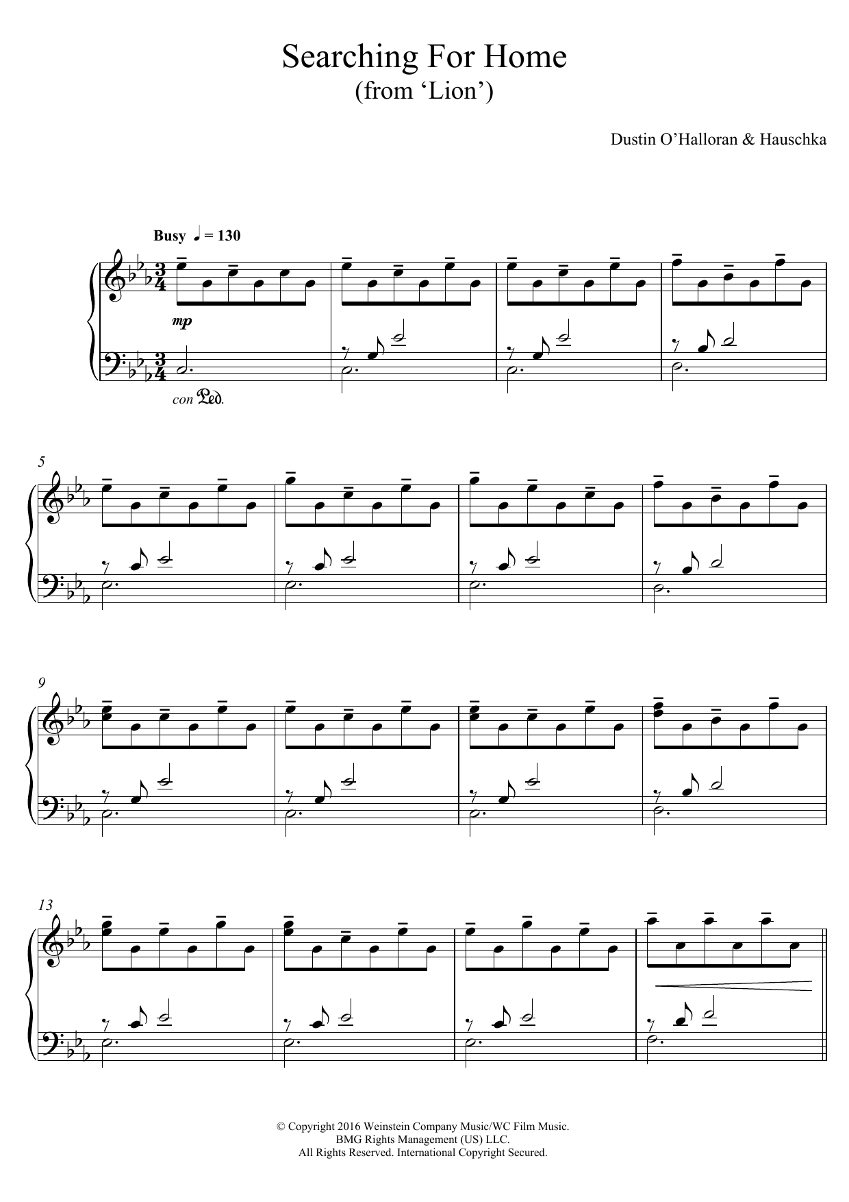 Dustin O'Halloran & Hauschka Searching for Home (from 'Lion') sheet music notes and chords. Download Printable PDF.